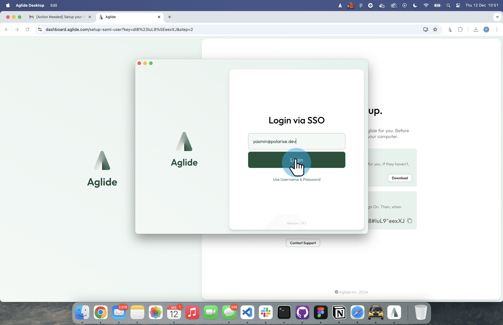 Desktop App Login Screen - enter your work email address